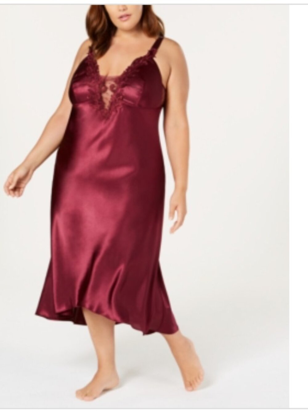 Flora Nikrooz Plus Size Satin Stella Lingerie Nightgown Purple Size 3X 5679